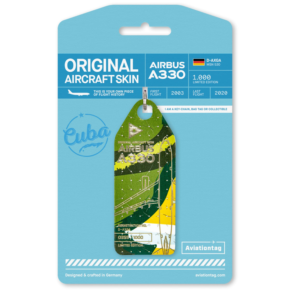 ユーロウイングス Aircrafttag A330 キューバ塗装 Aviationtag Eurowings A330 Single Colour Aircraft Skin Tag D