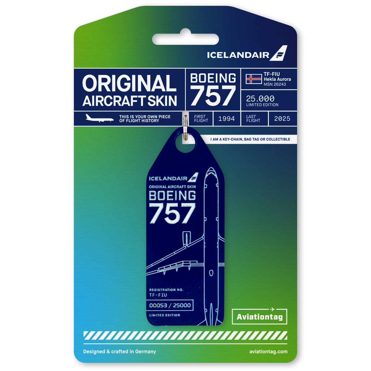 Aviationtag 初B727 紺色 Icelandair x Aurora B757 Aviationtag – Dark Blue – TF-FIU