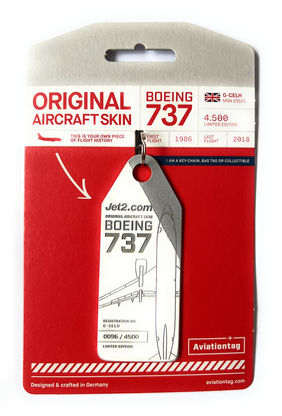 Aviationtag Jet 2 B737 - White / Grey - Aircraft Skin Tag - G-CELH
