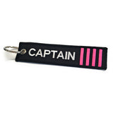 Captain Luggage Tag | Keychain | 4 Pink Stripes | Aviamart