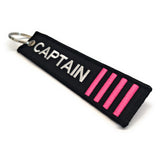 Captain Luggage Tag | Keychain | 4 Pink Stripes | Aviamart