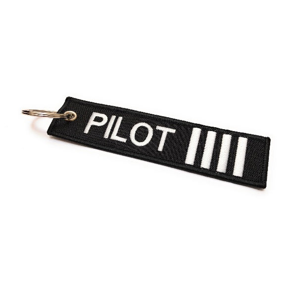 Pilot Keychain | Luggage Tag | 4 Silver Stripes | Aviamart