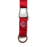 Remove Before Flight Lanyard with Airplane Seat Belt Buckle - Red/White