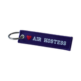 Air Hostess Mini Luggage Tag in purple and white 