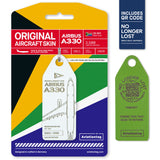 Aviationtag Airbus A330 - White + Barcode (South African Airways) ZS-SXV