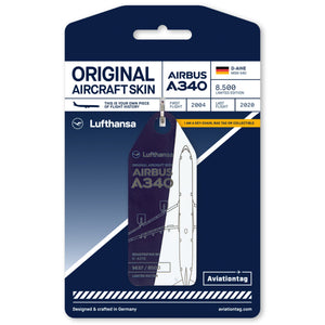 Aviationtag Lufthansa A340 Aircraft Skin Tag Blue and White - D-AIHE