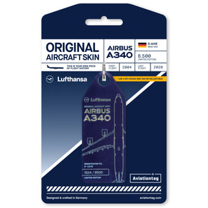 Aviationtag Lufthansa Airbus A340 Aircraft Skin Tag Blue - D-AIHE