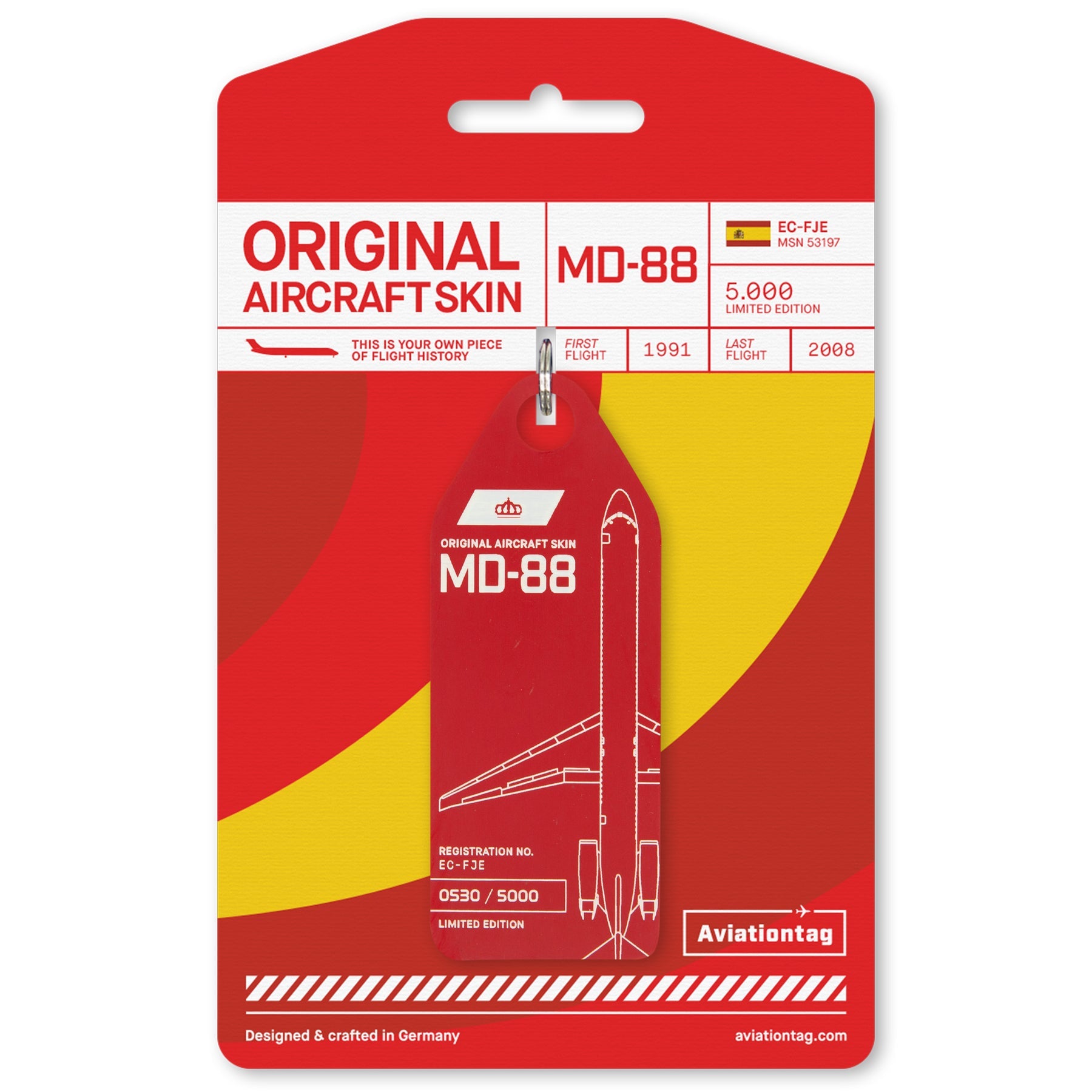 Aviationtag Iberia Airlines MD-888 Dark Red Tag - EC-FJE
