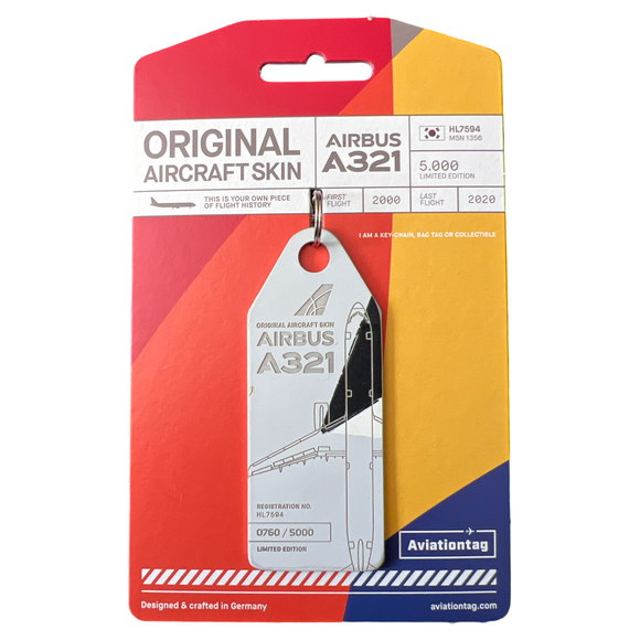 Aviationtag Asiana A321 Tricolour Aircraft Skin Tag HL7594 - 0760 Aviationtag Asiana A321 Tricolour Aircraft Skin Tag HL7594 - 0760