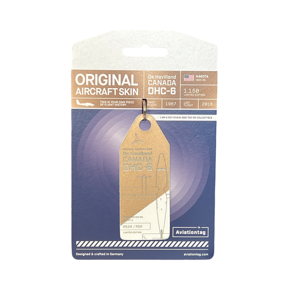 Aviationtag DHC-6-100 Twin Otter - Gold / White - Reg. N460TA - 0524
