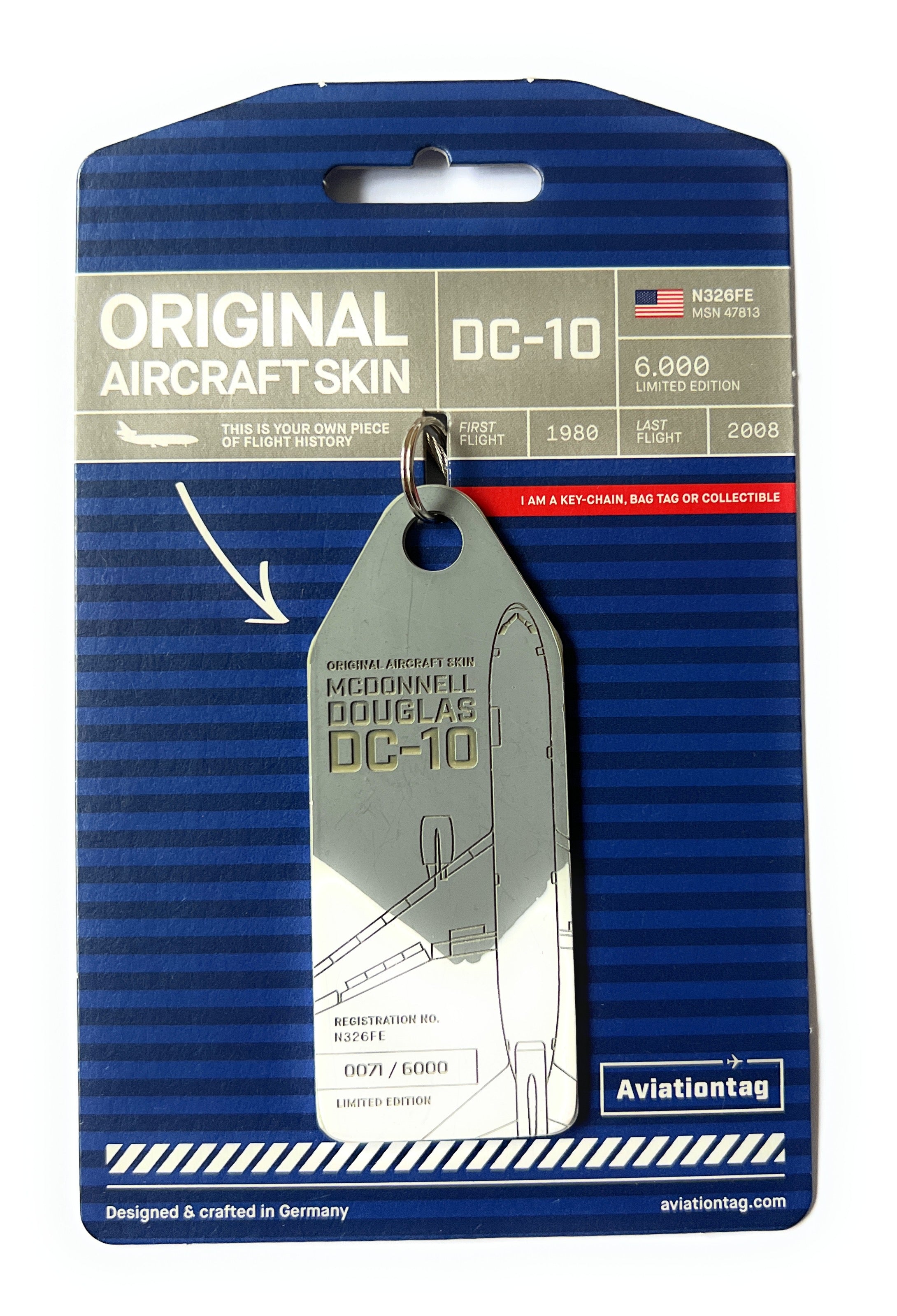 Aviationtag DC-10 Bi-colour Aircraft Skin Tag N326FE 71