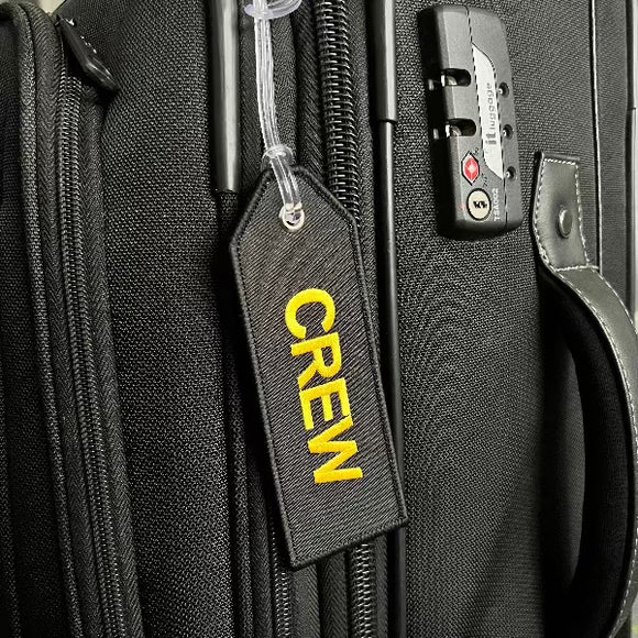 Crew Luggage Tag in Black and Yellow