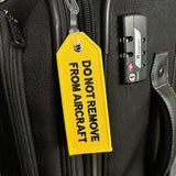 Small Crew Do Not Remove From Aircraft Luggage Tag in Yellow and Black