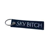 Sky Bitch Black Mini Luggage Tag with Silver Embroidery 