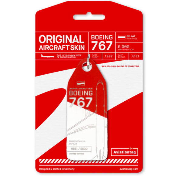 Aviationtag Boeing 767 - Red / White  (Austrian Airlines) OE-LAX