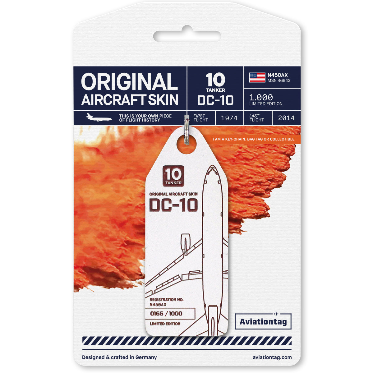 Aviationtag McDonnell Douglas DC-10 White Aircraft Skin Tag N450AX