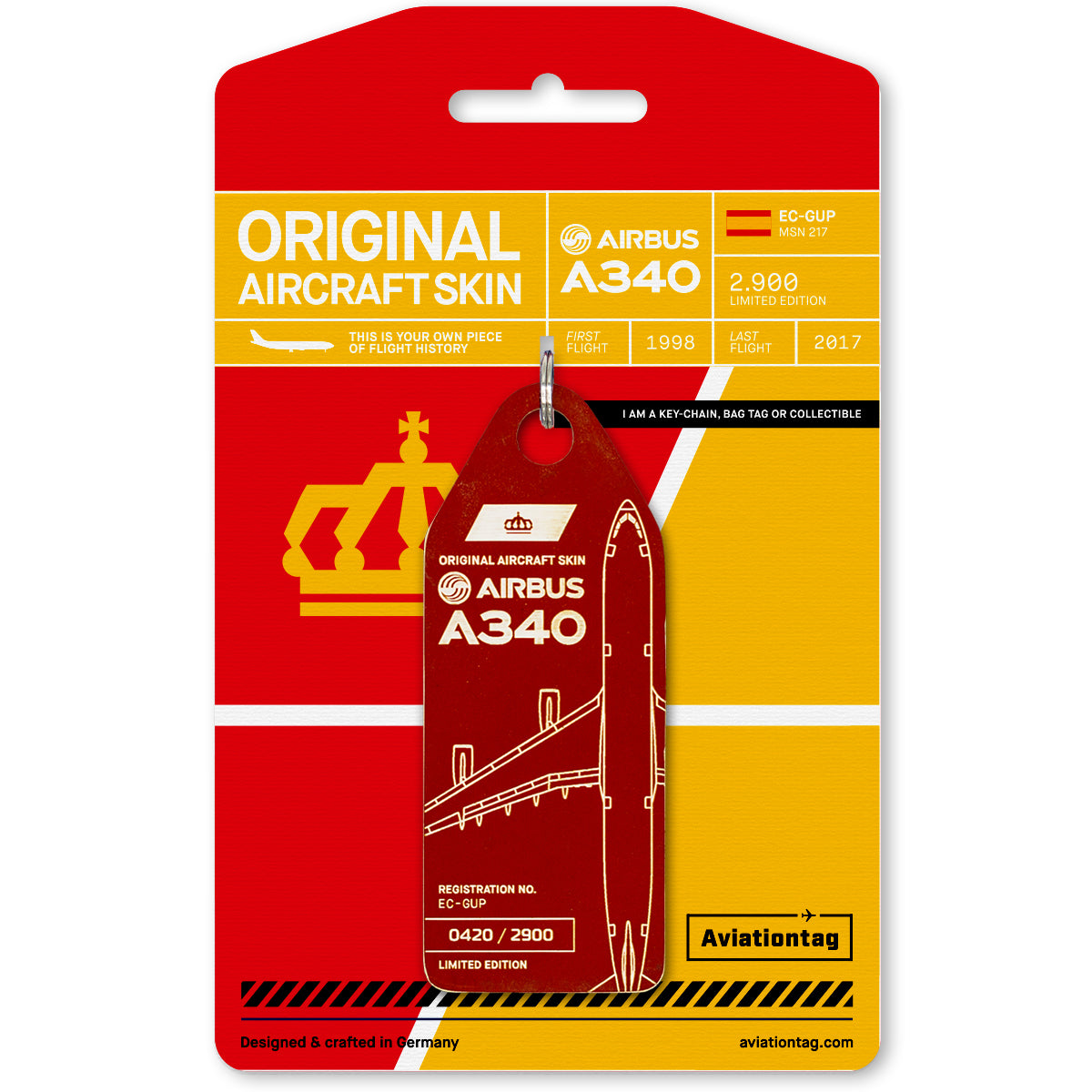 Aviationtag Iberia Airbus A340 Dark Red Aircraft Skin Tag (EC-GUP)