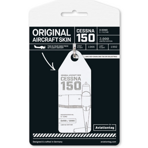 Aviationtag Cessna 150 Aircraft Skin Tag in white colour with packaging - Aircraft Registration D-EOMO