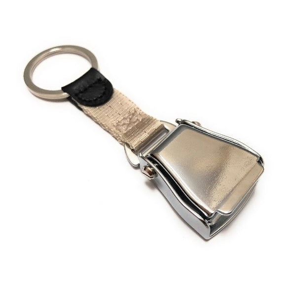 Airplane Seat Belt Keychain | Silver | Shiny Finish | Aviamart