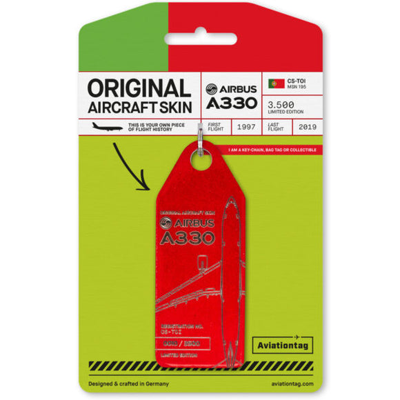 Aviationtag Tap Portugal Airlines A330 Aircraft Skin Tag in red colour with packaging - Aircraft Registration CS-TOI