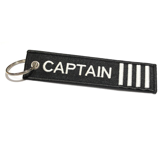 Captain Luggage Tag | Keychain | 4 Silver Stripes | Aviamart