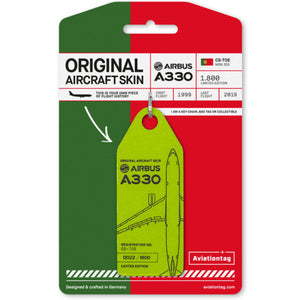 Aviationtag Tap Portugal Airlines A330 Aircraft Skin Tag in green colour with packaging - Aircraft Registration CS-TOE