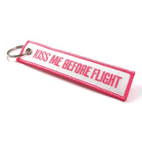 Kiss Me Before Flight Keychain | Luggage Tag | White / Funky Pink | Aviamart