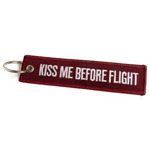 Kiss Me Before Flight Keychain | Luggage Tag | Cherry Red | Aviamart