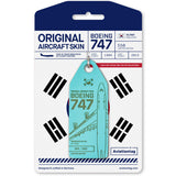 Aviationtag Korean Air B747 Aircraft Skin Tag in blue colour with packaging - Aircraft Registration HL7491