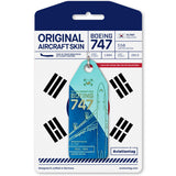 Aviationtag Korean Air B747 Aircraft Skin Tag in light and dark blue colour with packaging - Aircraft Registration HL7491