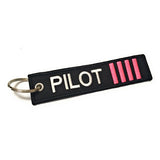 Pilot Keychain | Luggage Tag | 4 Pink Stripes | Aviamart