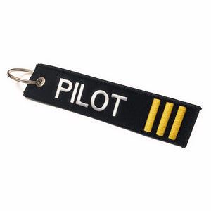 Pilot Keychain | Luggage Tag | 3 Gold Stripes | Aviamart