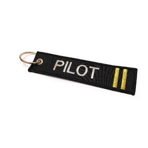 Pilot Keychain | Luggage Tag | 2 Gold Stripes | Aviamart