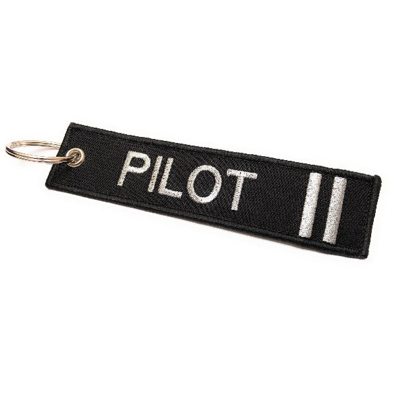 Pilot Keychain | Luggage Tag | 2 Silver Stripes | Aviamart