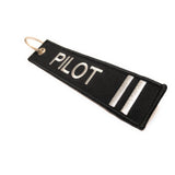 Pilot Keychain | Luggage Tag | 2 Silver Stripes | Aviamart