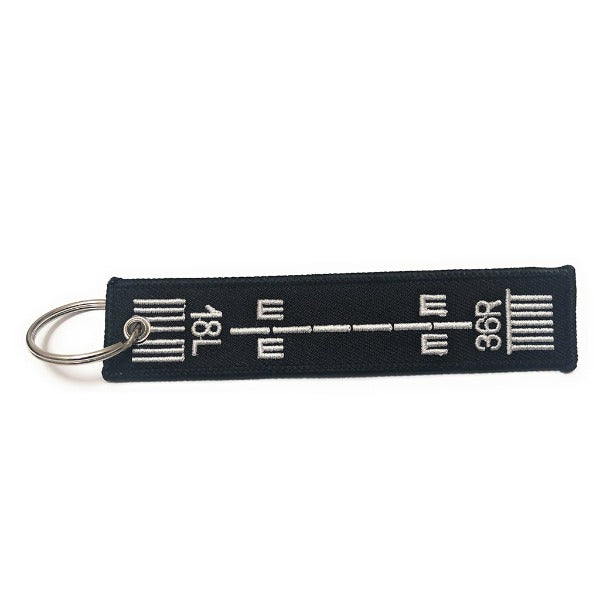 Runway Key Chain Airport Runway 36R-18L Embroidered Keychain | Luggage Tag