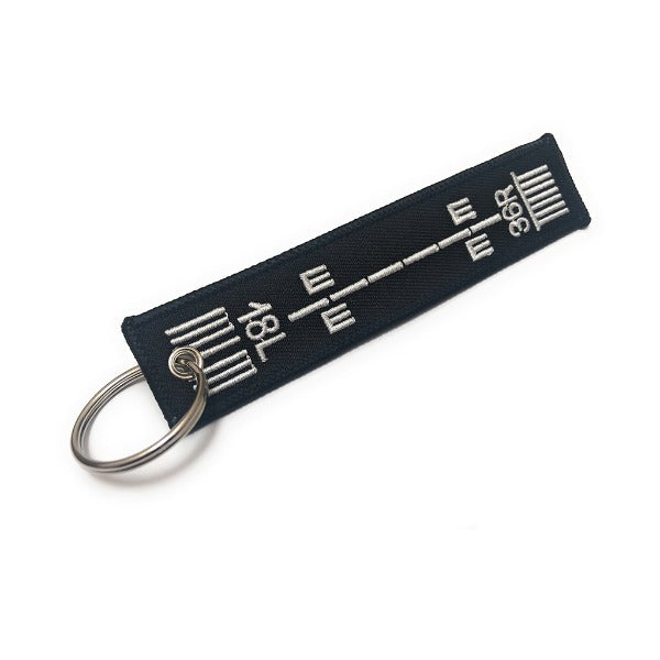 Runway Key Chain Airport Runway 36R-18L Embroidered Keychain | Luggage Tag