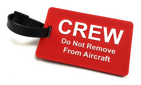 Crew / Do Not Remove From Aircraft 2D Soft PVC Luggage Tag |  Red/White | aviamart® | Aviamart