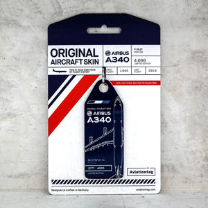 Aviationtag Air France A340 Aircraft Skin Tag in blue colour with packaging - Aircraft Registration F-GLZI