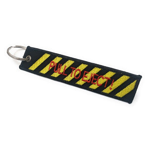 Pull To Eject Keychain | Luggage Tag | Black / Yellow | Aviamart